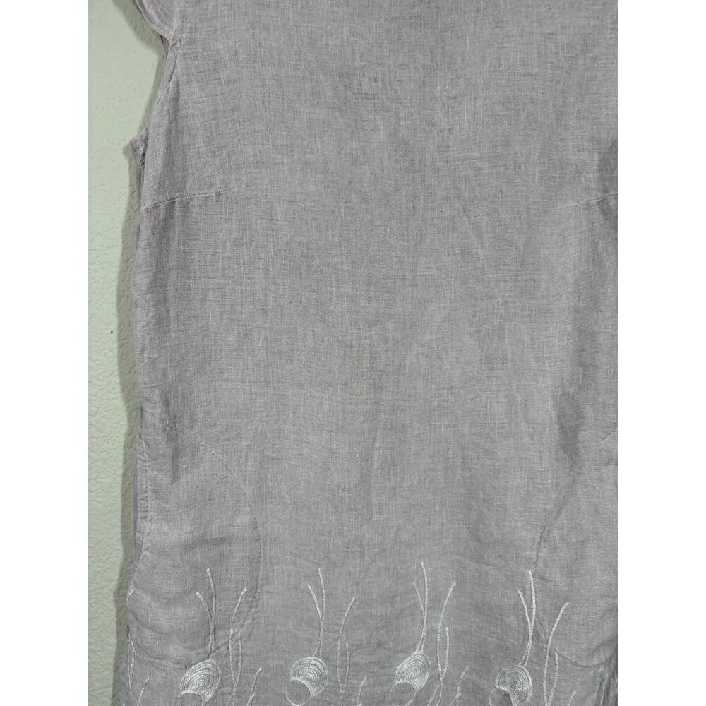 Womens Size Small Mini Sheath Dress Lavender Linen Embroidered Hem Italy - Picture 5 of 9